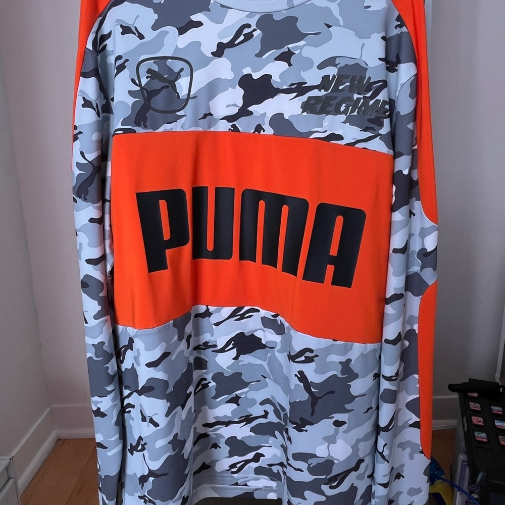 Puma Orange and Gray Camo Long Sleeve
